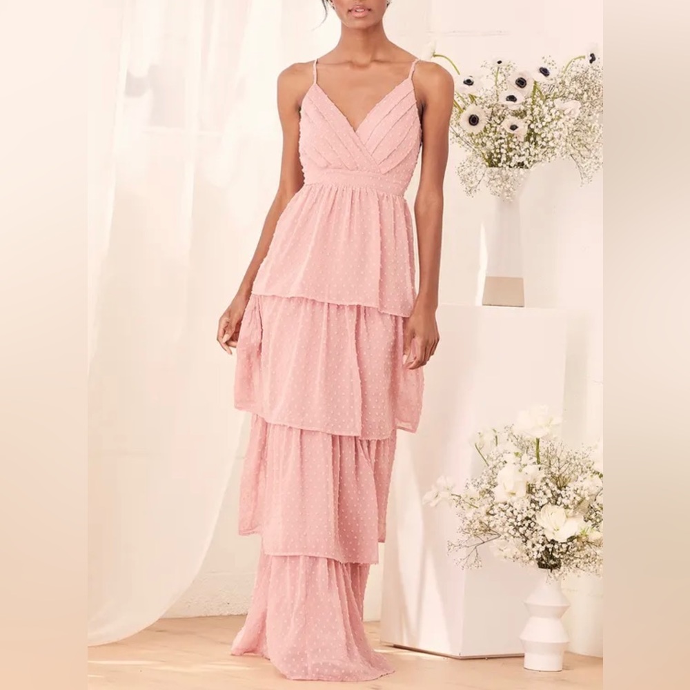 Lulu's Dusty Pink Tiered Maxi Dress
